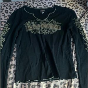 Harley Davidson Long Sleeve Glitter Tee